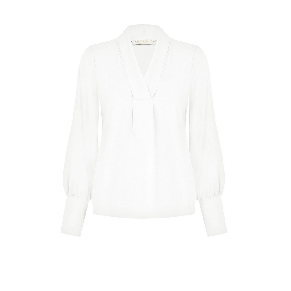 basic Bluse V-Ausschnitt langarm
