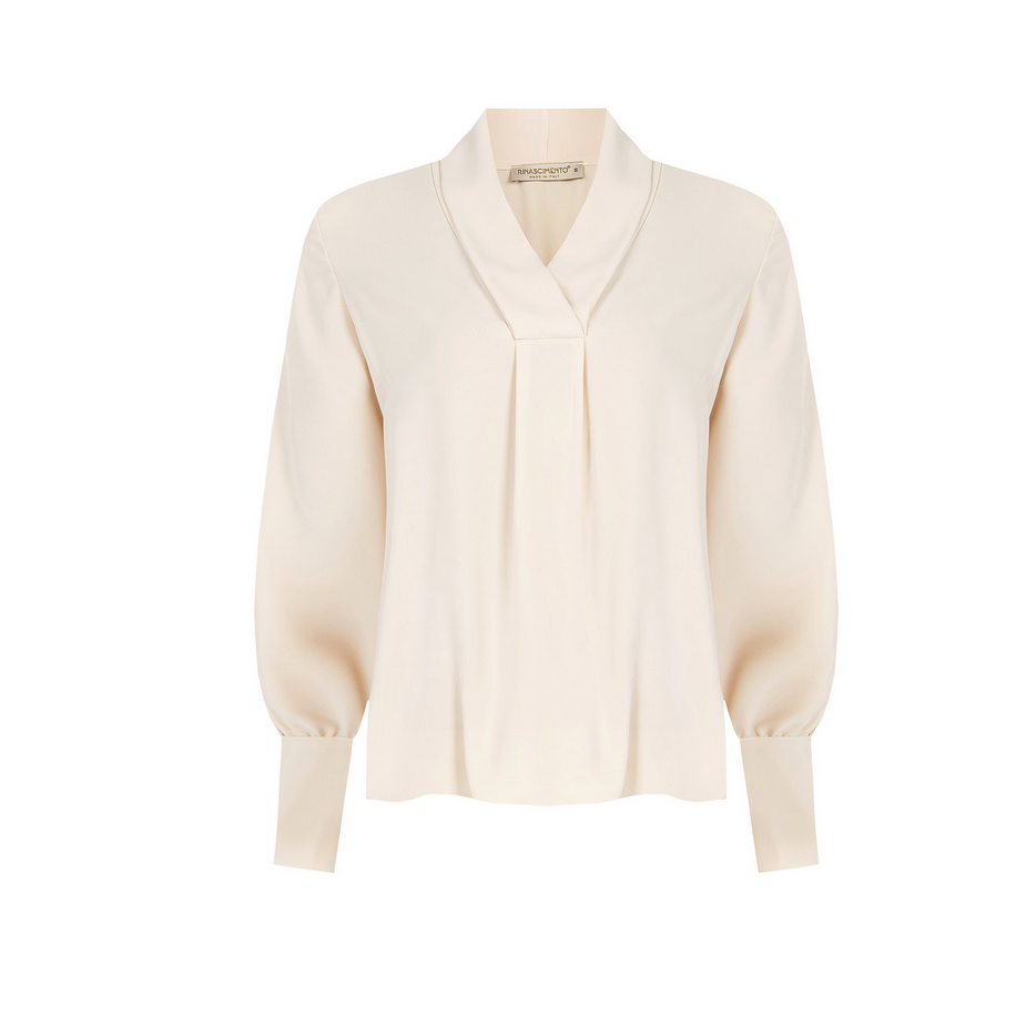 basic Bluse V-Ausschnitt langarm